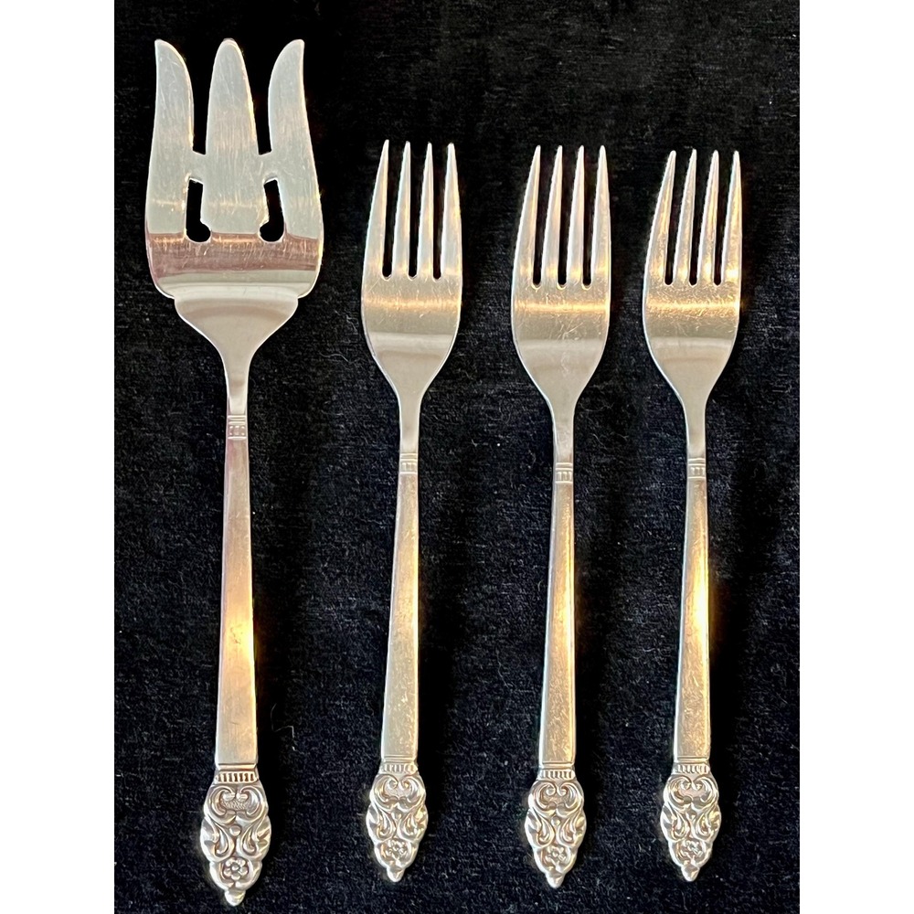 Oneida Michelangelo Stainless 4 Pc Salad Set 3 Forks + Serving Fork Vintage